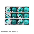 Set di 12 palline di Natale turchesi diametro 6cm con diverse trame e finiture decorative - Palline Confezione Regalo Blu 6cm (Set da 12)
