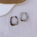 Polished silver twisted rectangular hoop earrings with a modern minimalist metallic finish - Silver Simple Hoop Ear Buckle