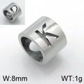Pendentif lettre K ajourée en acier inoxydable argenté 8mm avec détail cœur hip hop - Lettre K (KLJ1306-Z)