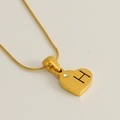 Collier cœur doré 18K avec initiale H gravée et petit diamant étincelant - Lettre H