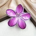 Pinza per capelli a fiori di plumeria viola con petali stampati per un look da spiaggia - Stampa / 8cm / Rosa