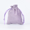 Purple velvet drawstring pouch for jewelry and cosmetic storage with soft fabric texture - 8*10cm / High Top Drawstring Bag / Light Purple