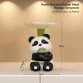 Cute panda resin figurine with a white petal tray for home desk storage and decoration - Panda Bamboo Storage Ornament [Copyright Edition]