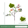 Easter foam egg branch with green flocked bunny and colorful spotted eggs for decor - Green Bunny Pick Style A A09498