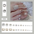 Glinsterende champagne glitter plaknagels voor tenen met diamant steentjes en roségoud - Roségoud Volledig Glinsterende Diamant (F050) / Lijm Type