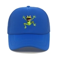 Μπλε trucker καπέλο με δίχτυ, σχέδιο βάτραχος 3D και λεπτομερείς ραφές στο γείσο - Βασιλικό Μπλε