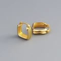 Minimalist double-layered square hoop earrings in polished gold finish s925 silver - Gold