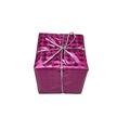 Mini magenta laser-textured Christmas gift box ornament with silver crossing strings - Plum Red