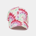 Close-up of rainbow tie-dye pattern on cotton baseball cap with curved brim detail - Red Yellow Green Blue Classic Tie-Dye (8#)