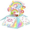 Unicorn 3D pop-up gift box card with rainbow, stars and dreamlike pastel colors - Rainbow Unicorn