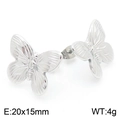 Pendientes de mariposa vintage plateados, tamaño 20x15mm y peso 4g para mujer - Pendientes de botón de mariposa color acero