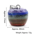 Apple shaped natural stone pendant with colorful amethyst layers and silver clasp - 17X20mm Apple Pendant