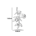 Piercing labret in titanio argento con foglia di zirconia di 1,65 x 0,86 cm - Stile Ramo di Foglia (T2510-8#银)