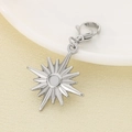 Polished silver star pendant with lobster clasp on beige textured fabric background - Eight-Pointed Star Style (KLJ6875-Z)