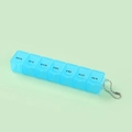 Portapillole settimanale blu traslucido con catenella metallica e sigle dei giorni - Blu Trasparente