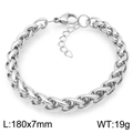 Bracelet chaîne épi 7mm en acier inoxydable argenté avec fermoir mousqueton, 180mm - Argent-180x7mm(KB208486-GC)