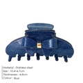Pinza per capelli a farfalla motivo denim blu con chiusura dorata in acciaio - Blu