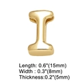 Detailed view of polished gold letter I charm with precise 15mm by 8mm dimensions - Letter I
