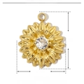 Gold sunflower pendant in stainless steel and rhinestone with 13mm by 15mm dimensions - YE458-Gold Sunflower