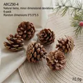 Set of 6 natural pine cones for Christmas decor, rustic wood texture for festive atmosphere - Natural Pinecones/6pcs