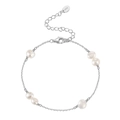 Bracciale di perle naturali barocche d'acqua dolce con catena regolabile in argento S925 - Perla d'Acqua Dolce 4-5mm / Oro Bianco