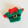 Mini-Strickpullover im Elf-Design in Rot und Grün für 17cm Plüschpuppen-Zubehör - Geeignet für 17cm Anhänger / Grüner Weihnachtspullover