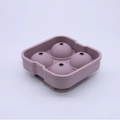 Purple silicone 4-cavity spherical ice cube mold for making round craft ice balls - 4-Sphere Morandi Pink