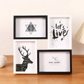 Minimalistischer 6-Zoll-Fotorahmen mit 4 Öffnungen in Schwarz-Weiß für Tisch oder Wand - Flacher Stil / Schwarz-Weiß Kombi