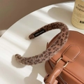 Plush brown leopard print headband with a soft texture and handmade label design - 2cm / Dark Leopard