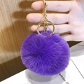 Purple faux fur pompom keychain with golden metal clasp and ring for bags and cars - Small Dark Purple Pom Pom