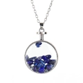 Detailansicht der silbernen Glashalskette mit blauen Lapislazuli-Natursteinen - Silber+Lapislazuli