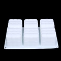 Détail du moule en silicone blanc à 6 cavités avec texture carrée 3D pour bougies - Moule en Silicone Forme Canapé 6 Cavités