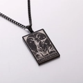 Men's vintage black stainless steel Capricorn tarot card pendant necklace jewelry - Capricorn / Black