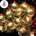 LED-Schneemann-Lichterkette mit roten Hüten und grünen Schals für den Baum - Schneemann / Batteriebetrieben: 2m 10LED [Dauerlicht]