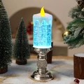 Vela LED de agua con purpurina giratoria y base plateada de estilo vintage - Degradado Plateado