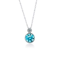 S925 silver Heart of the Ocean necklace with blue and clear crystal pendant charms - 925 Silver / Blue Necklace