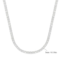 Silver finish 18K white gold plated tennis necklace with 3mm round cubic zirconia stones - 16 Inch (40cm) / Silver 4-Prong (Width 3mm)