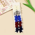 Set of 10 colorful grosgrain ribbon bow hair clips for baby girls in five assorted colors - Beige Grey Blue Burgundy Dark Blue (#11)