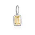 S925 sterling silver necklace with emerald-cut yellow zircon square pendant - Platinum-November