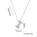 Silver micro-pave zircon letter I pendant necklace with adjustable chain and silver plating - Steel Color Letter I with Zirconia