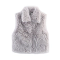 Fashionable light gray faux fur vest for women featuring a stand-up collar and loose fit - Light Gray