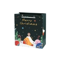 Cartoon Christmas gift bag with black background and hand-drawn festive illustrations - Christmas Ball / Dark Blue