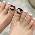 Uñas postizas para pies en azul oscuro con diseño de ballena y ondas blancas - 1644-Pequeña Ballena Azul