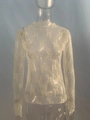 Dettaglio del top in pizzo floreale avorio con ricami intricati e trama in mesh trasparente - S / Bianco Sporco