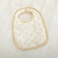 U-shaped cotton baby bib with pink tulip pattern and snap button closure - Tulip