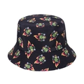 Dettaglio cappello alla pescatora nero con stampa street art scimmia verde e fiamme - Stile Scimmia Verde Cartoon (D)