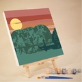 DIY sunset landscape paint by numbers kit with 12 colors and miniature wooden easel - 20x20cm Framed Kit / VN56-BD56 Sunset Landscape