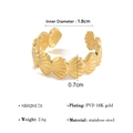 Golden seashell open ring in stainless steel with PVD 18K gold plating finish - Scallop Style (SR020178)