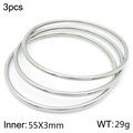 Set of three 3mm stackable 18k gold-plated stainless steel bangles with 55mm inner diameter - 3Pcs Set-Silver (KB184078-LO)