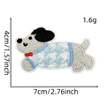 Detailed view of cartoon puppy embroidery patch with dimensions 7x4cm and clear stitching - Puppy Patch 6#